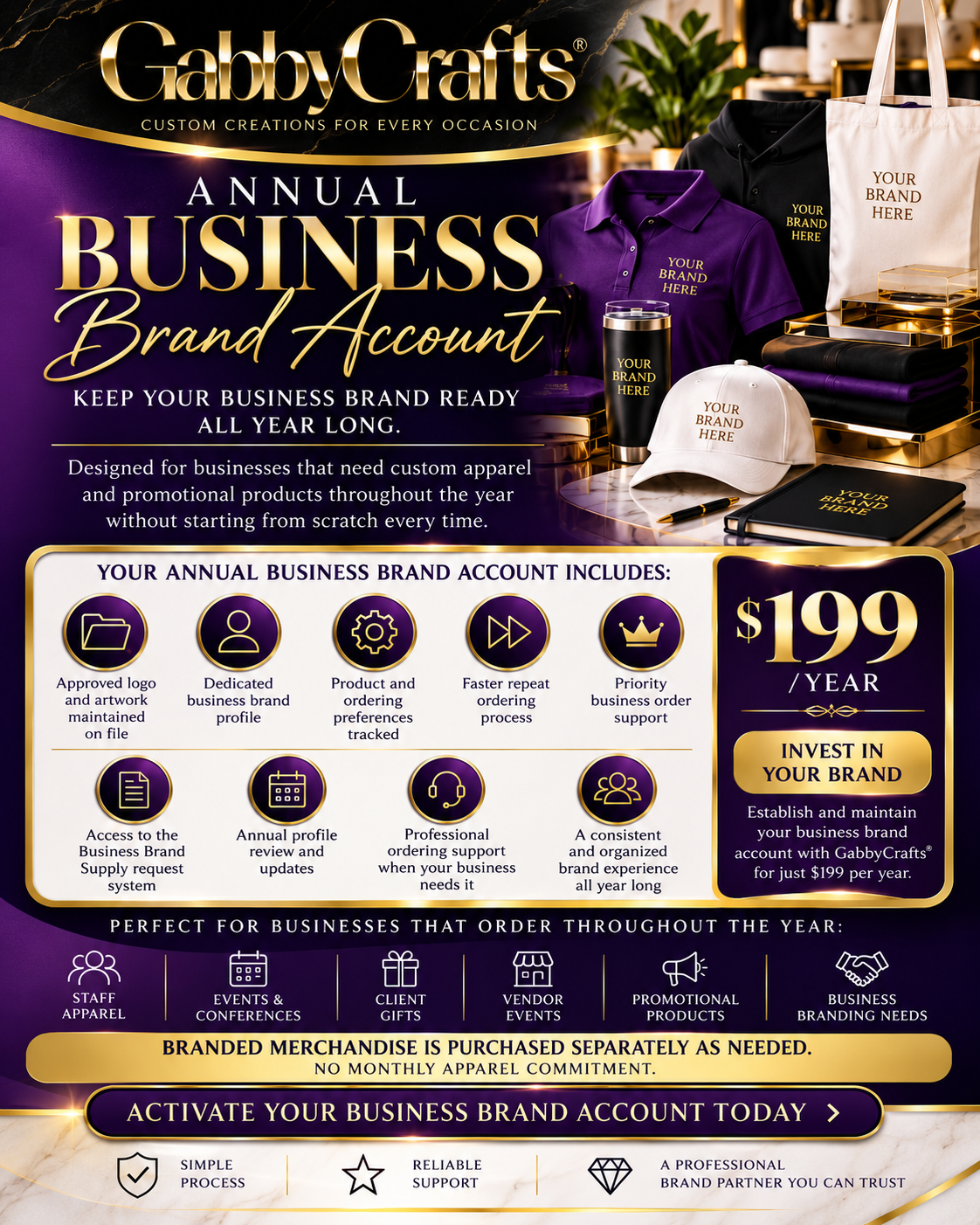 GabbyCrafts® Annual Business Brand Account | Business Apparel & Brand Supply