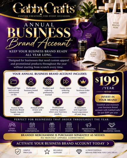 GabbyCrafts® Annual Business Brand Account | Business Apparel & Brand Supply